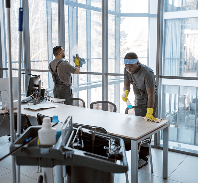 Happy office cleaning client